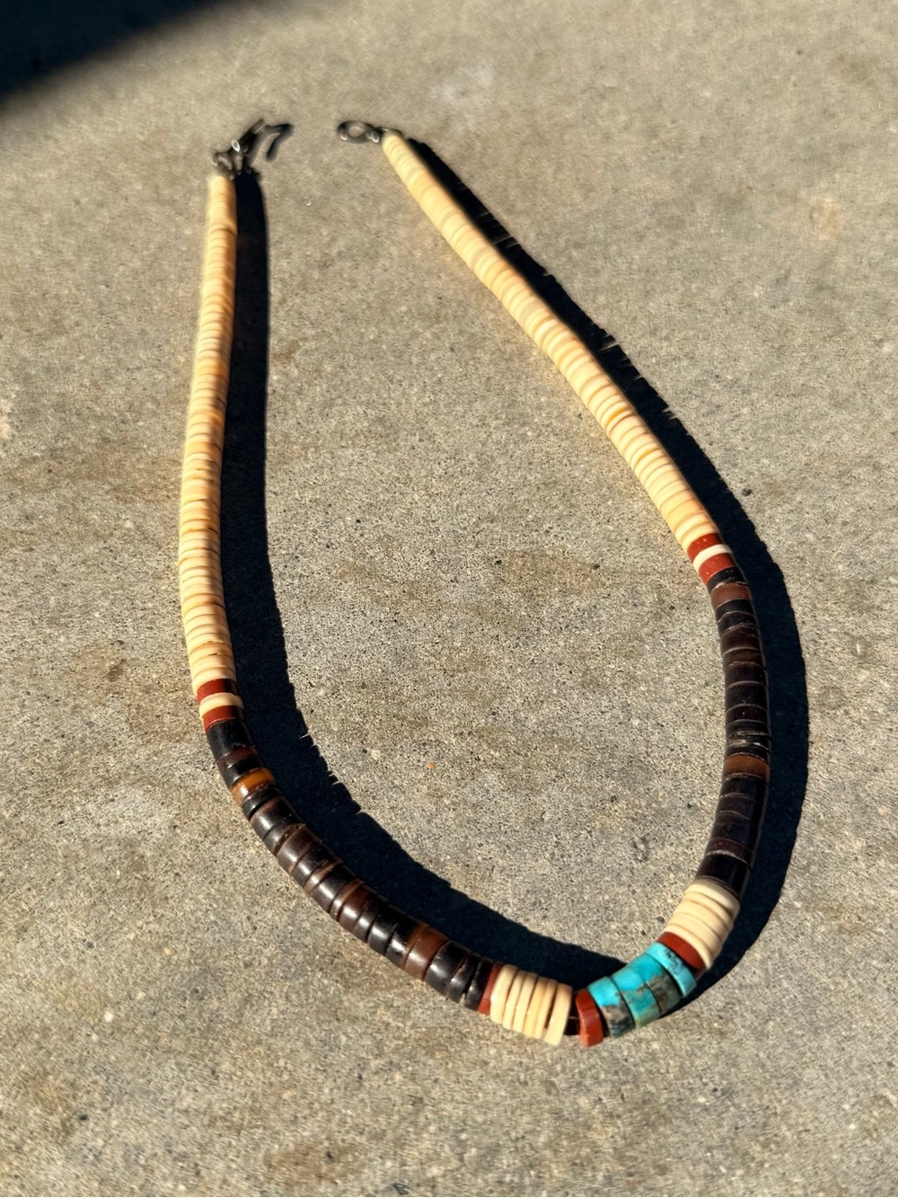 Vintage Turquoise & shell Heishi Beaded Necklace